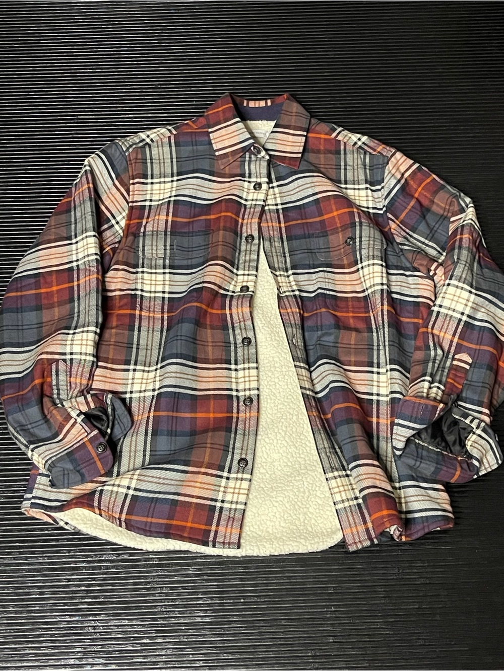 Southern Proper Plaid Sherpa-Lined Jacket in Navy, Rust, Cream